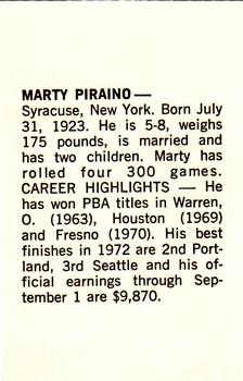 1973 PBA Bowling #NNO Marty Piraino Back